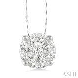 14KW Diamond "Lovebright" Cluster Pendant w/ 0.75 ctw, 18" Chain