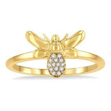 Yellow Gold Bumble Bee Round Cut Petite Fashion Ring, 0.06 carat tw