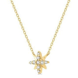 10K Yellow Gold Diamond Starburst Necklace, 0.08 Carat TW