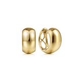 14K Yellow Gold Wide Plain Huggie Earrings