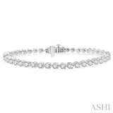 14K White Gold 3-Prong Round Cut Diamond Bracelet, 5.0 Carat TW