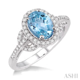 14KW 8X6 Aquamarine & .30CTW  Fashion Ring
Size 7