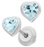 Sterling Silver Heart December Birthstone Earrings