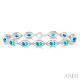 .10 CTW Sterling Silver Blue Topaz & Diamond Bracelet