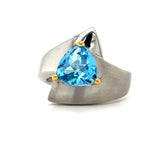 Sterling Silver Blue Topaz Fashion Ring w/ 14KGP