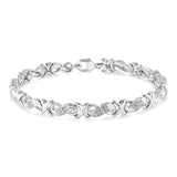 Sterling Silver Diamond Fancy X Link Tennis Bracelet w/ 0.15 Carat TW