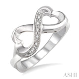 Sterling Silver Diamond Infinity Heart Ring, 0.03 Carat TW