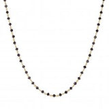 Yellow Gold Round Black Diamond Beaded Necklace