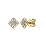 14K Yellow Gold Diamond Floral Stud Earrings, 0.13 ctw