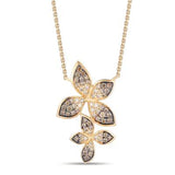14K Yellow Gold Ombre Diamond Floral Necklace, 0.72 Carat TW