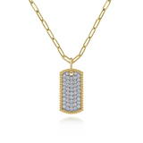 14K Yellow Gold Diamond Pave Dog Tag Pendant, 0.68 Carat TW