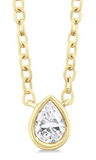 10K Yellow Gold Pear Shaped Bezel Set Diamond Necklace 0.15 Carat TW