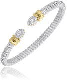 Sterling Silver/14K Yellow Gold  4MM Diamond Fashion Bracelet  .34Carat TW