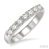 White Gold 7 Stone Round Cut Diamond Wedding Band, 0.75 Carat TW