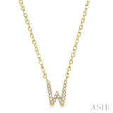 10KY Diamond Initial "W" Necklace w/ 0.06 ctw & 18" Chain