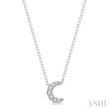 10K White Gold Crescent Petite Diamond Necklace, 0.06 Carat TW