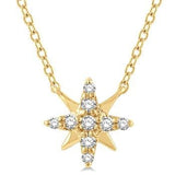 10K Yellow Gold Diamond Starburst Necklace, 0.08 Carat TW