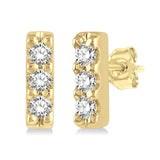 10K Yellow Gold Petite Diamond Bar Earrings, 0.07 Carat TW