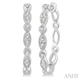 10K White Gold Round Cut Diamond Hoops, 0.15 Carat TW