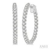 14KW Round Cut Diamond Hoop Earring w/ 2.0 ctw