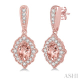 .25 CTW 10KR Diamond and Oval Morganite Earrings