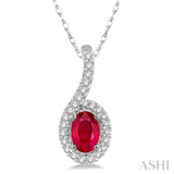 10KW .12 CTW Diamond Oval Shape 6x4mm Ruby & Round Cut  Prec