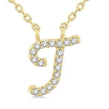10K Yellow Gold Diamond Initial "T" Necklace, 0.05 Carat TW