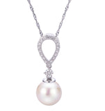 14KW Akoya Pearl & Diamond Necklace w/ 0.19 ctw & 18