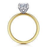 14K Yellow and White Gold 2.0Carat Diamond Oval  Engagement Ring, 6.5