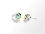 Sterling Silver Sky Blue Topaz Stud Earrings w/ 14KYGP