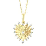 10K Yellow Gold Diamond Fluted Heart Pendant, 0.20Carat TW