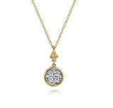 14K Yellow Gold Cluster Bujukan Drop Pendant, 0.24 Carat TW