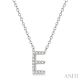 10K White Gold Diamond Initial "E" Necklace, 0.05 Carat TW