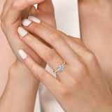 14K Yellow Gold 1.82 Carat TW Three Stone Lotus Diamond Engagement Ring