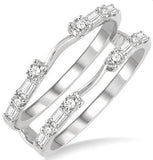 14K White Gold Diamond Ring Guard with Rounds & Baguette Diamonds, 0.60 Carat TW
