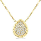 10K Yellow Gold Pave Set Pear Shape Round Cut Diamond Fashion Pendant, 0.20Carat TW