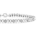 Sterling Silver .15Carat TW Diamond Puffed Heart Shape Bracelet