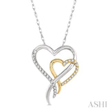 10KWY Double Heart Shape Diamond Fashion Pendant w/ 0.12 ctw & 18" Chain