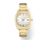 Stainless Steel Men's Gold Watch with White Dial