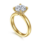 14K Yellow Gold 3.0Carat Diamond Round Engagement Ring with .10 Carat TW Diamonds