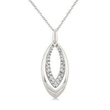 Sterling  Silver Bold Marquise Shape Diamond Fashion Pendant, 0.10Carat TW