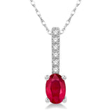 10K White Gold Diamond and Ruby Pendant, 0.07 Carat Dia. TW