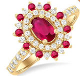 14K Yellow Gold Ruby and Diamond Fashion Ring