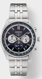 Stainless Steel Chronograph with Blue Dial