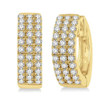 Yellow Gold Diamond Triple Row Huggie Earrings