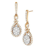 18KY Diamond Oval Shaped Earrings w/ 1.70 ctw