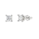 Diamond Princess Cut Stud Earrings w/ 0.70 ctw