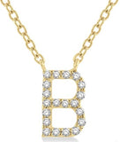 Yellow Gold Diamond Initial "B" Necklace & 18" Chain