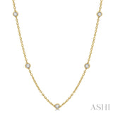 14K Yellow Gold Diamond Station Necklace, 1.0 Carat tw