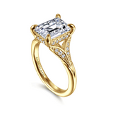 14K Yellow Gold 3.0Carat Diamond Emerald Engagement Ring